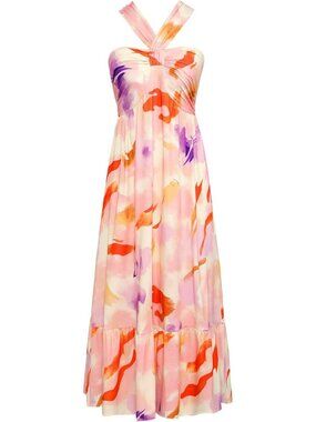 Women's Maxi Dress Lilac Calpyso Halter Neck Sleeveless A LINE Summer Comfort